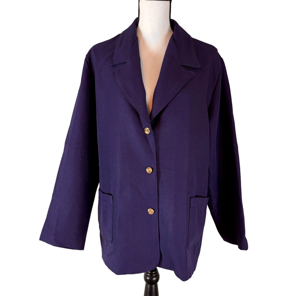 Blair Boutique Blazer Jacket Gold Button Front‎ Pockets Career Plus Size 16W
